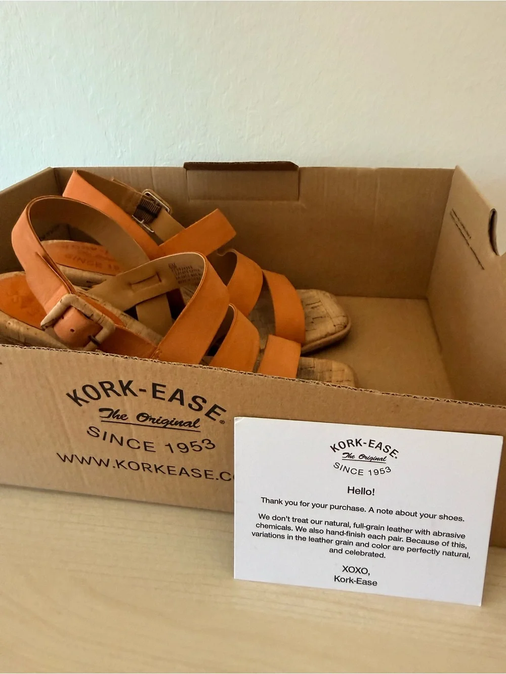 Kork-Ease Women’s 6 Orange Cork Block Heels